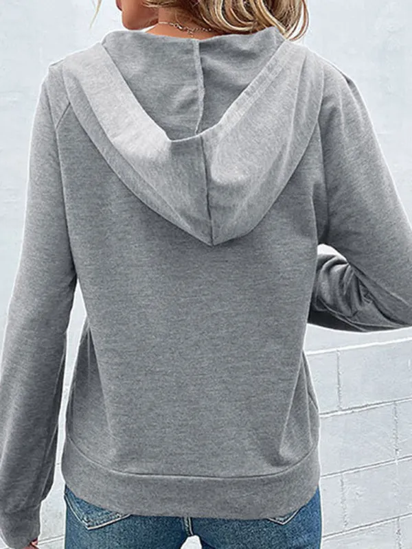 TEEK - Long-Sleeved Hooded Open Button Collar Sweater