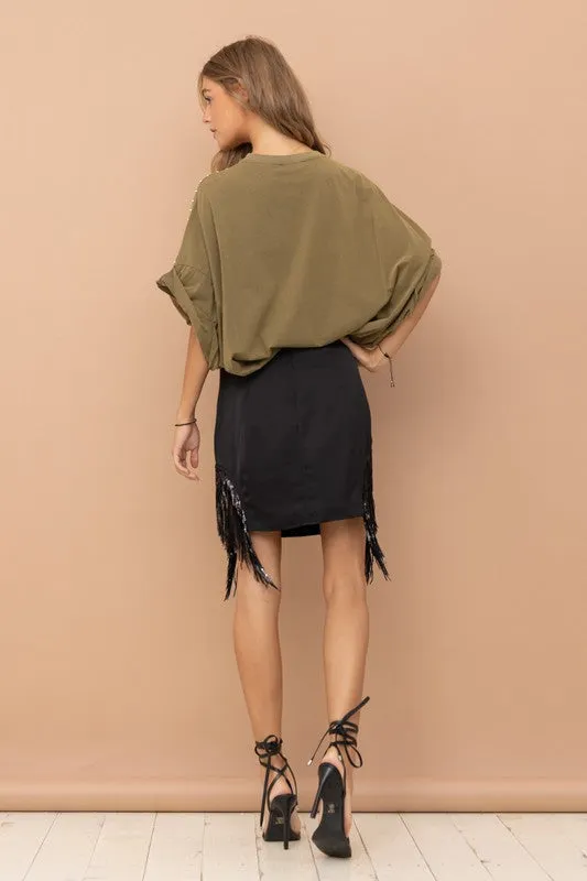 TEEK - Studded Oversized High Low Shirt