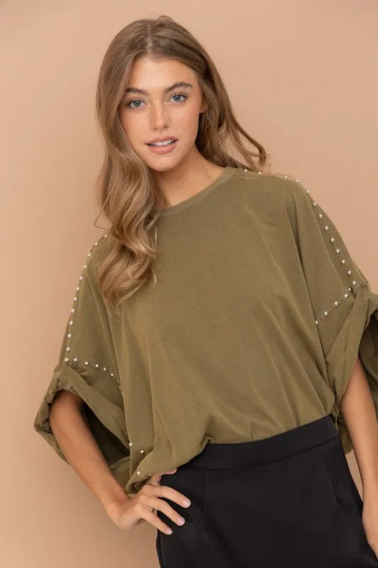 TEEK - Studded Oversized High Low Shirt