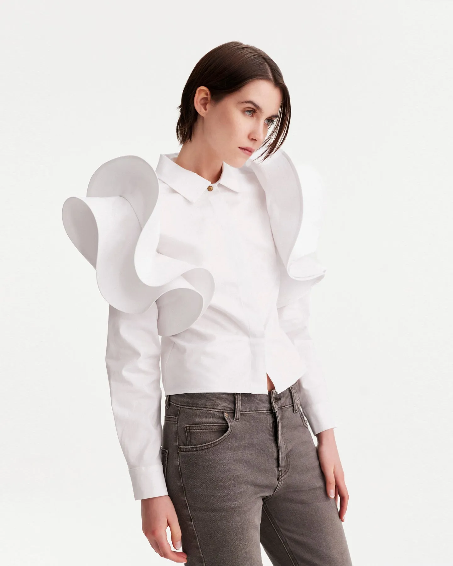 Thallo Ruffle Shoulder Shirt