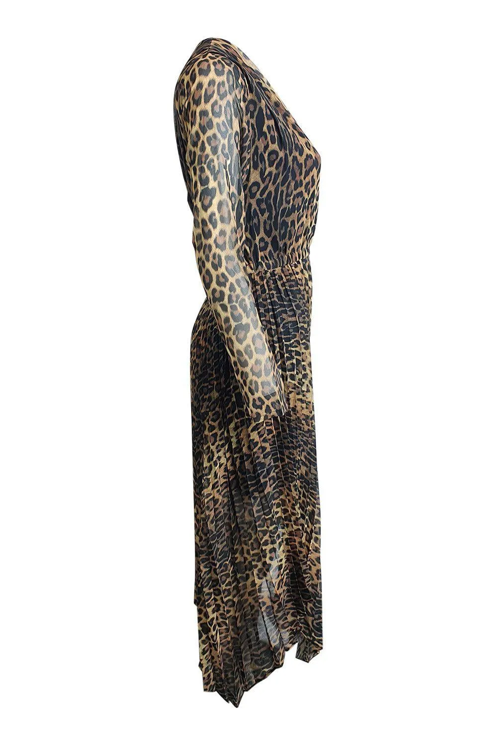 THE KOOPLES Leopard Print Scarf Hem Pleated Midi Dress (1 | EU 36 | UK 10 | IT 42)