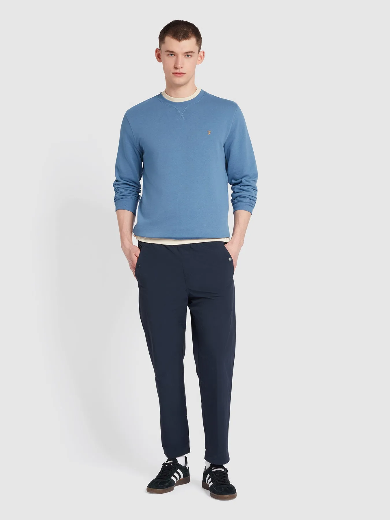 Tim Organic Cotton Crew Neck Sweatshirt In Sheaf Blue