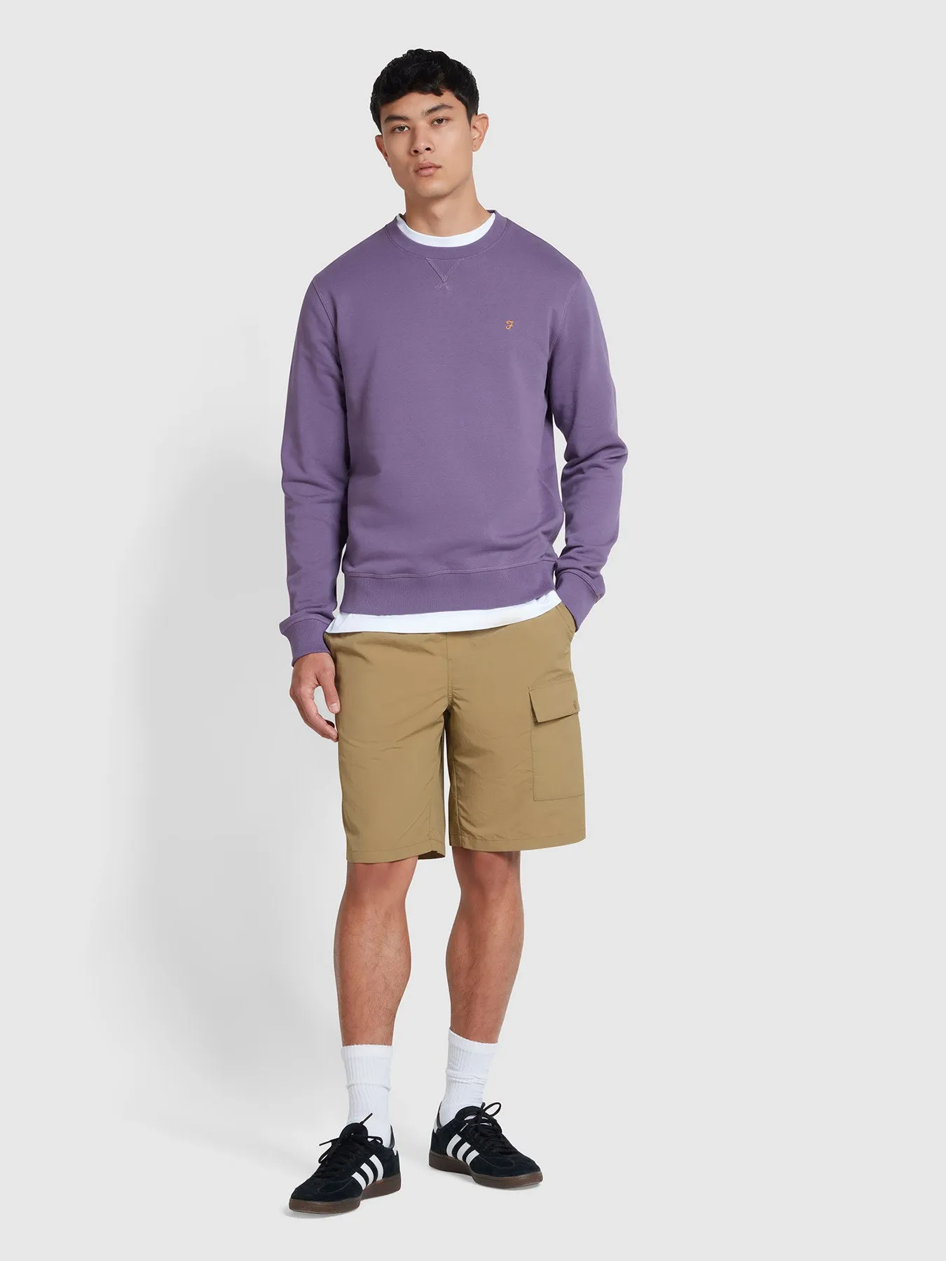 Tim Organic Cotton Crew Neck Sweatshirt In Slate Purple