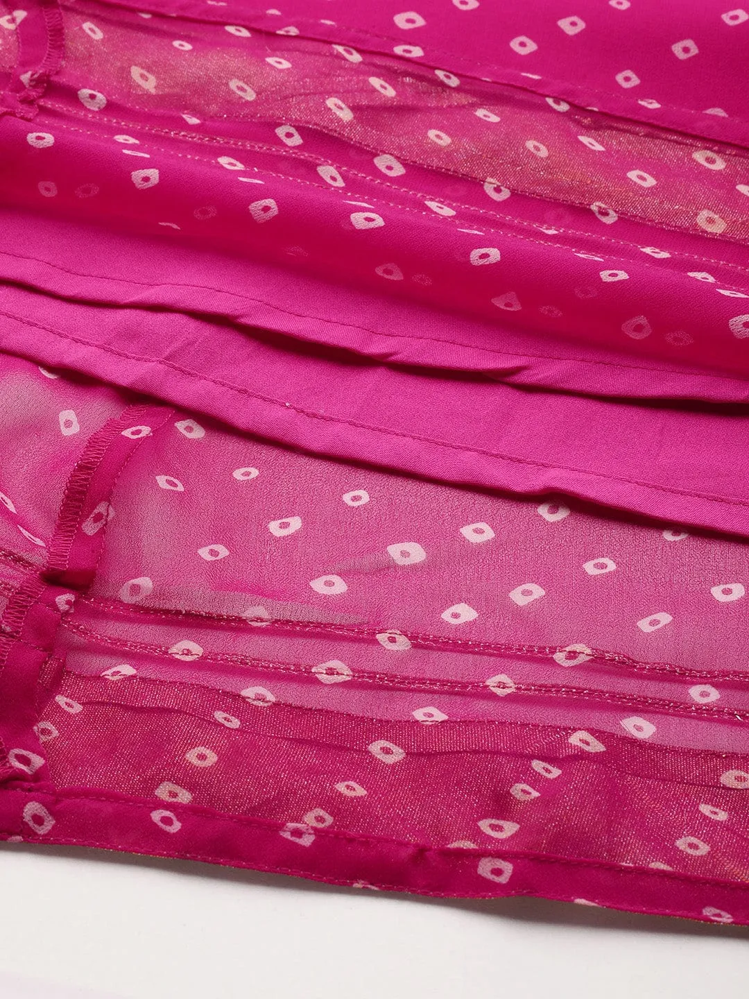 Varanga Women Pink Bandhani Printed Skirt