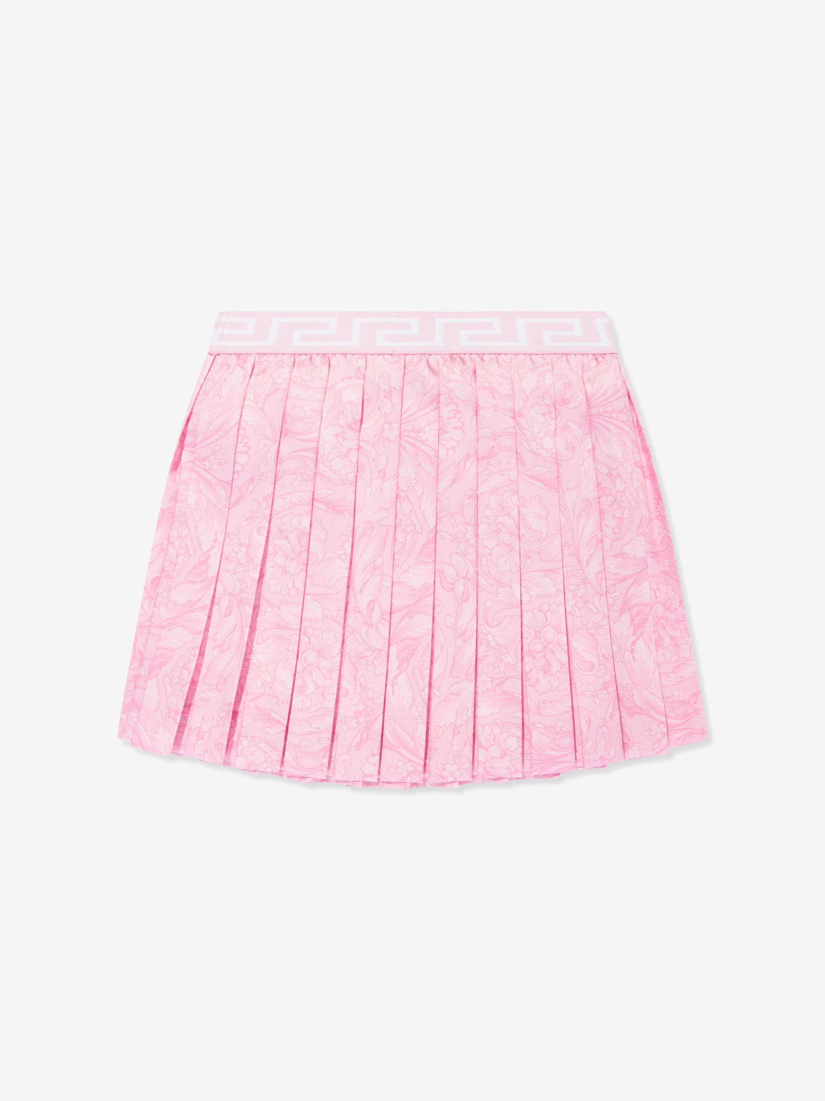 Versace Girls Barocco Pleated Skirt in Pink