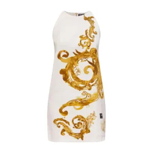 Versace Jeans Couture Watercolour Couture White/Gold Denim Dress