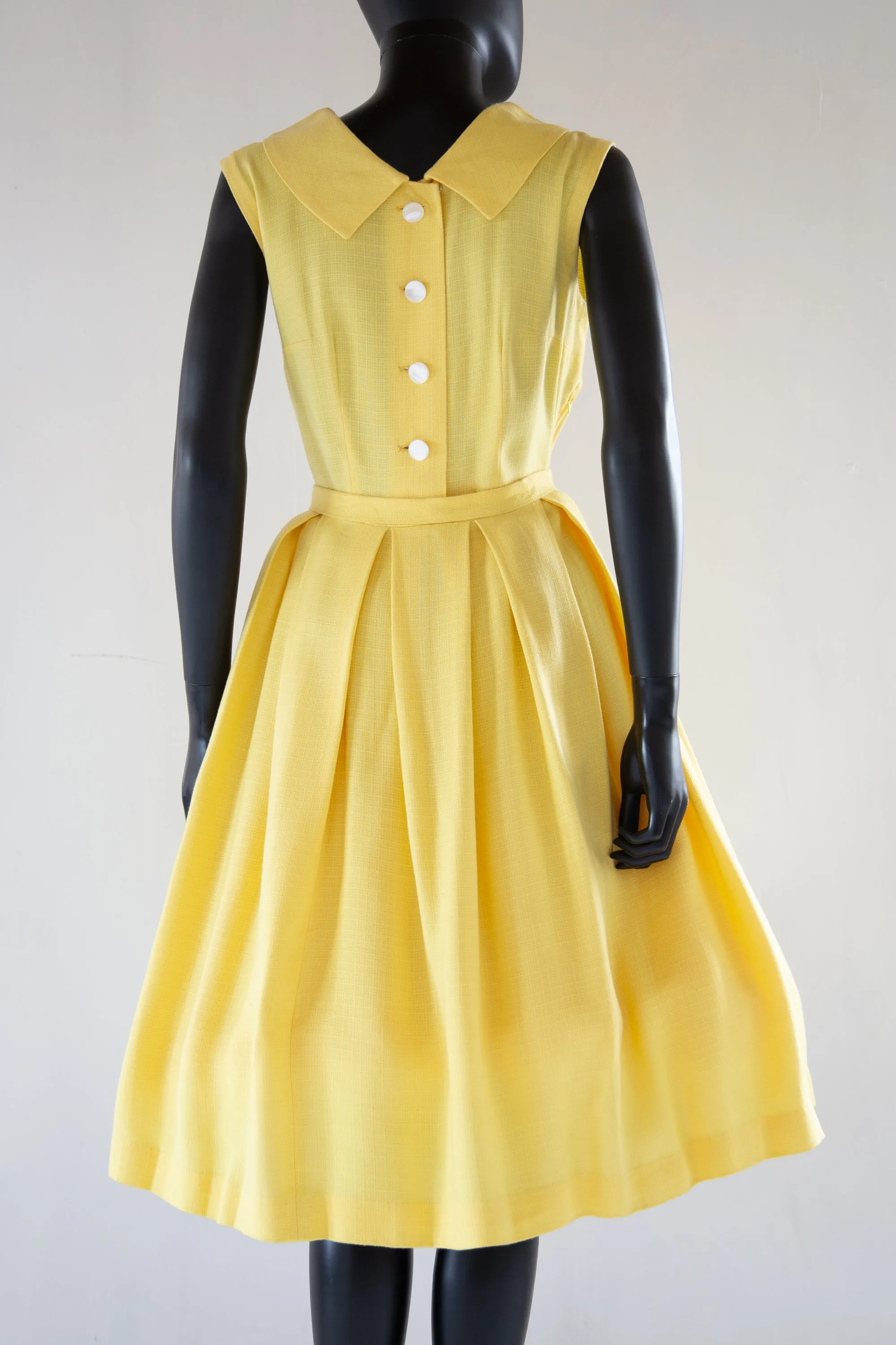 Vintage 1980s does 50s Yellow Linen Dress