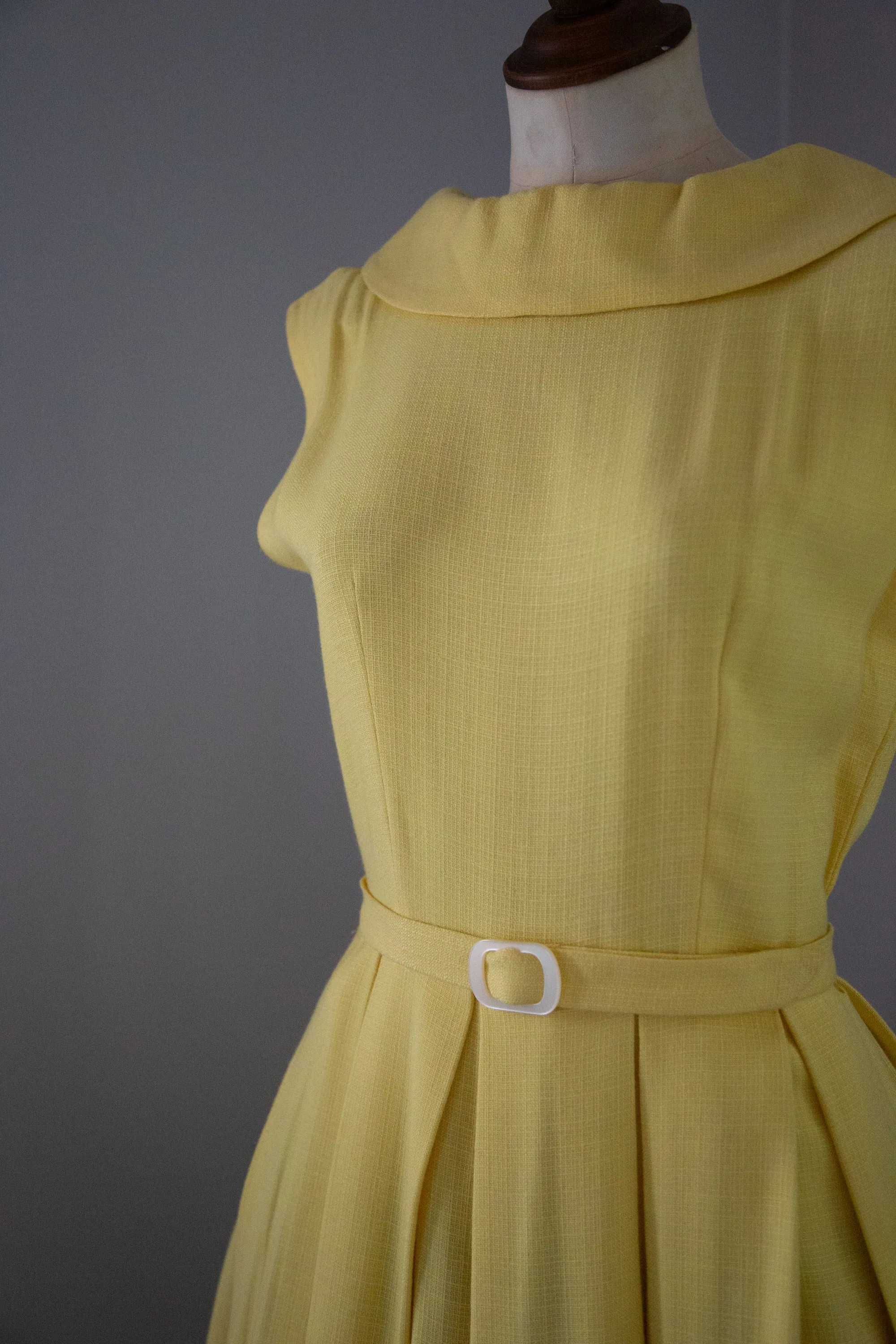 Vintage 1980s does 50s Yellow Linen Dress