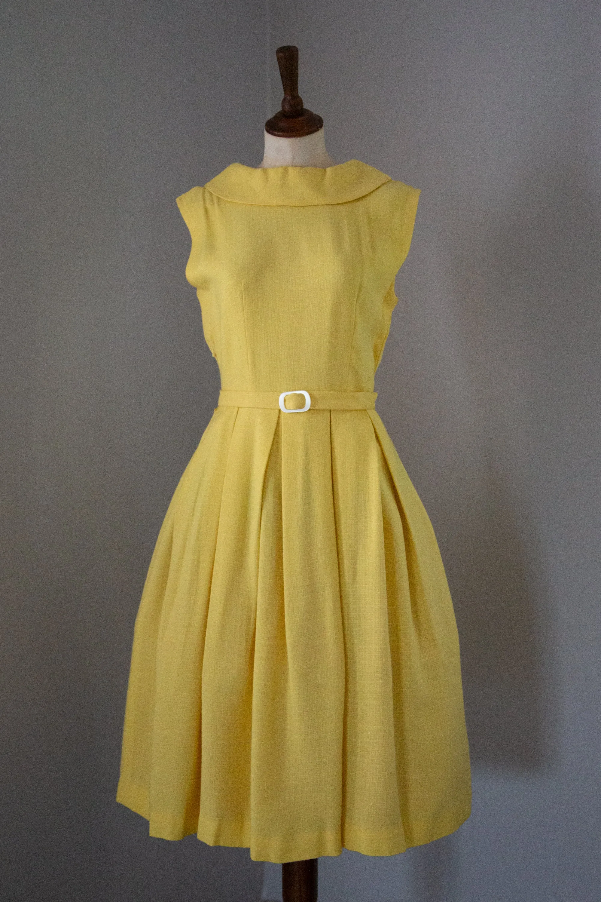 Vintage 1980s does 50s Yellow Linen Dress