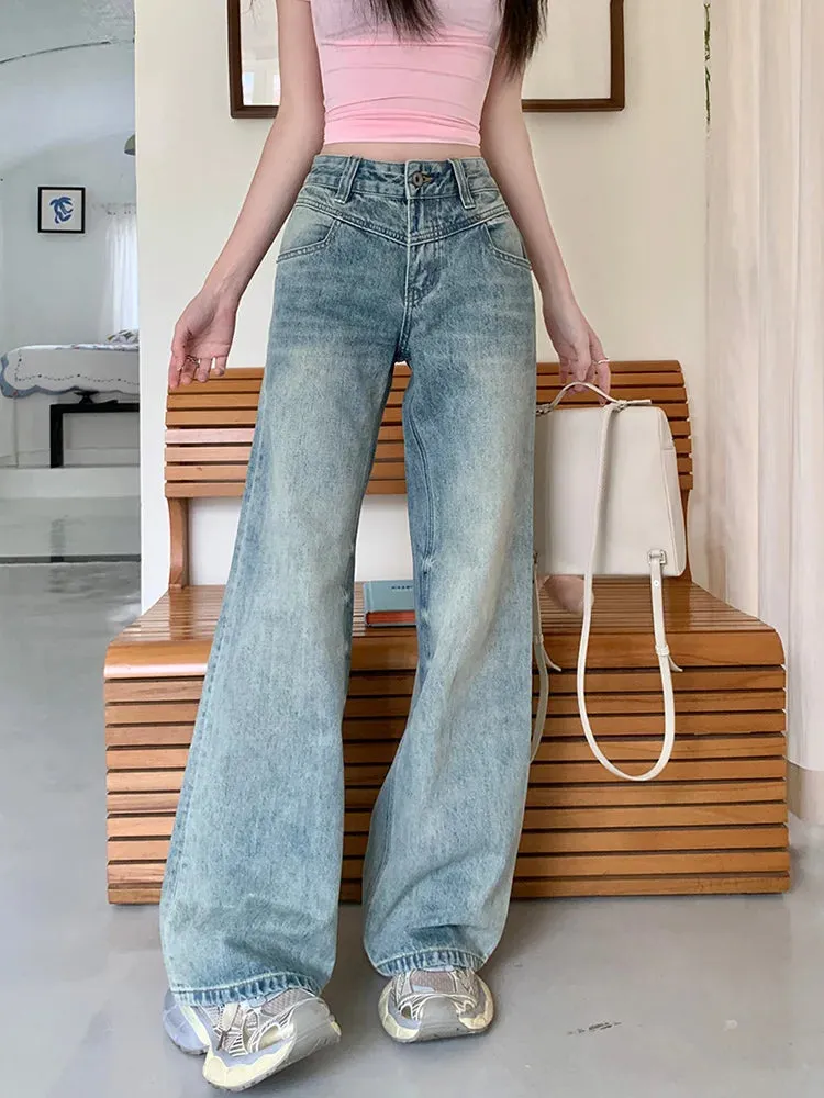 Vintage 90s Washed Baggy Wide-leg Jeans