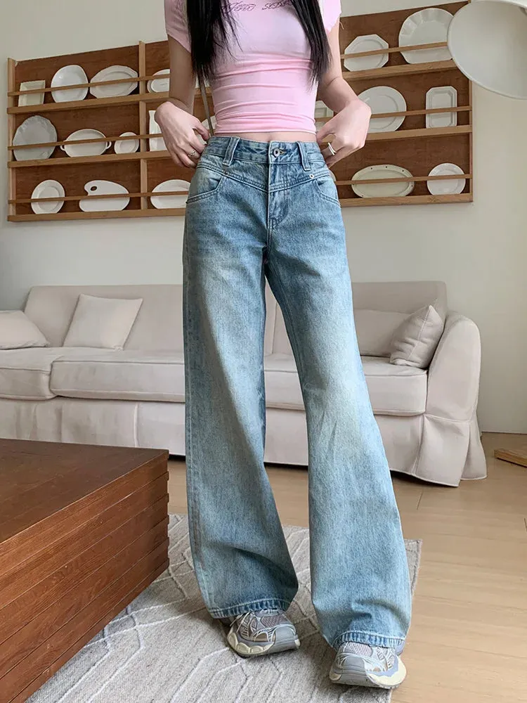 Vintage 90s Washed Baggy Wide-leg Jeans