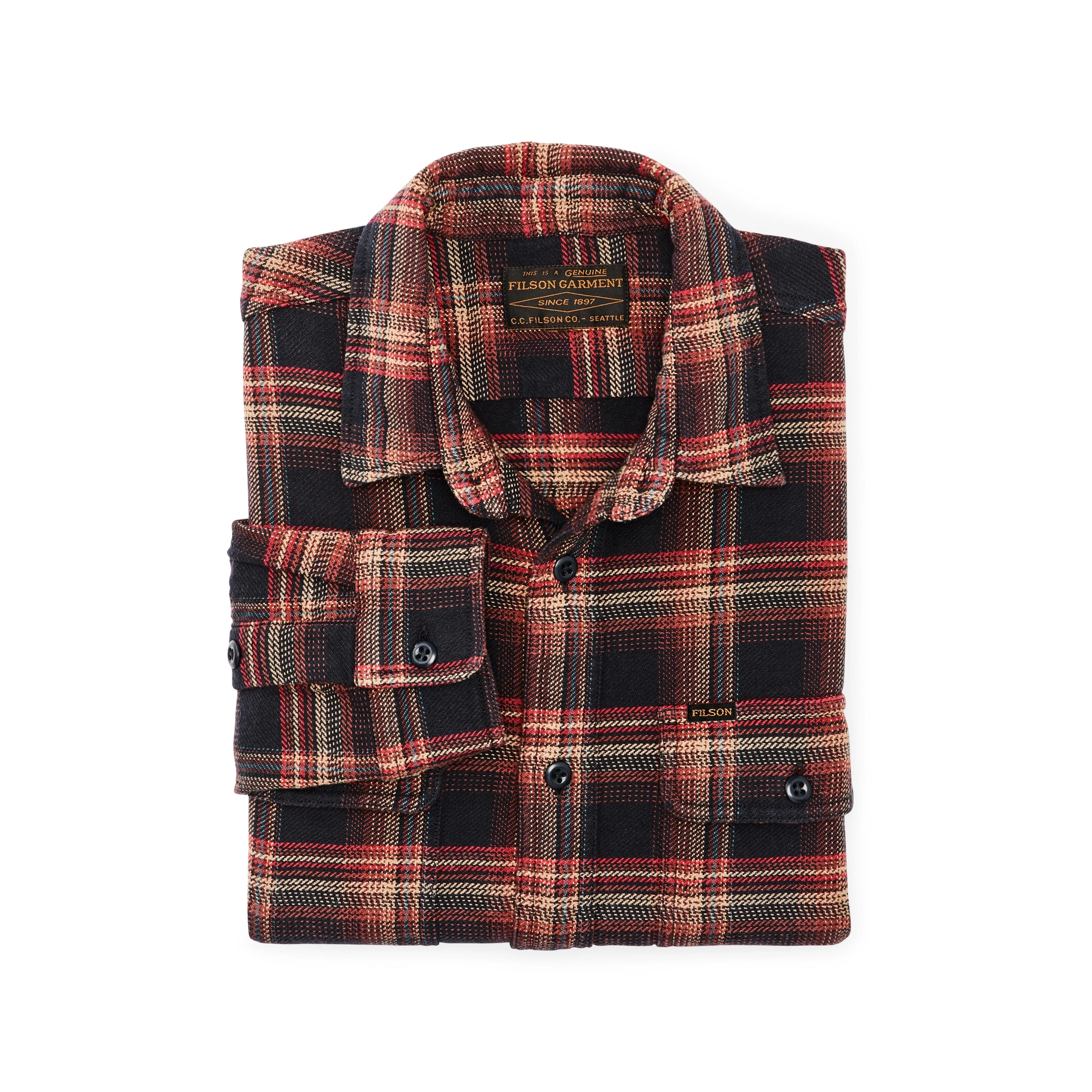 Vintage Flannel Work Shirt- Black/Rust/Multi Plaid