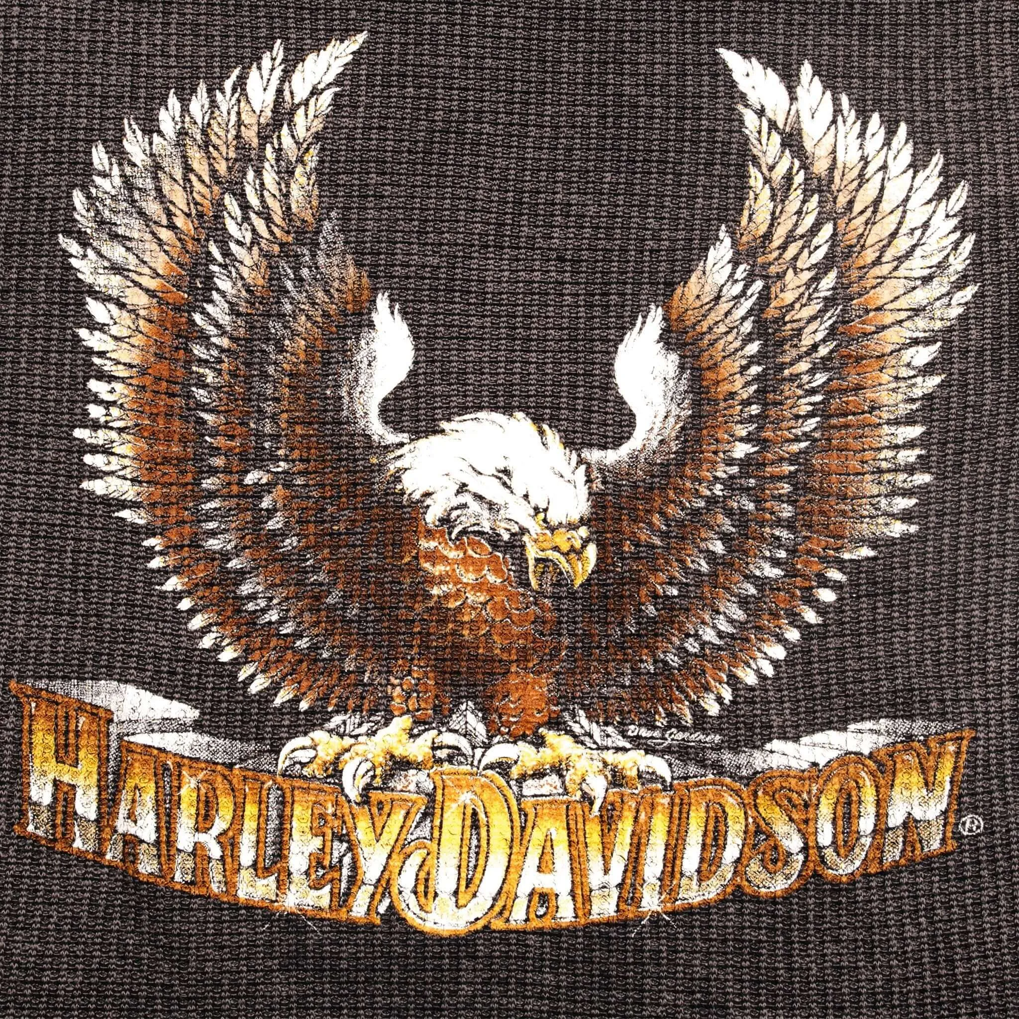 VINTAGE HARLEY DAVIDSON THERMAL LONG SLEEVE TEE SHIRT 1970S SMALL MADE IN USA