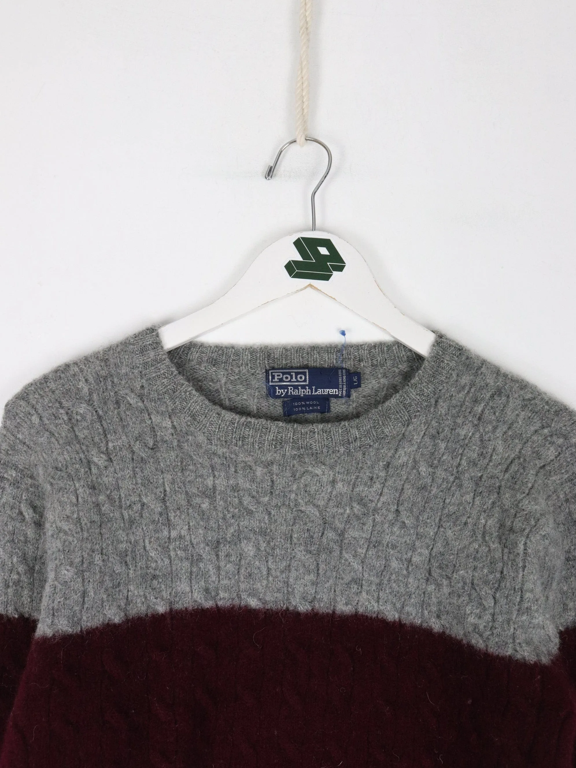 Vintage Polo Ralph Lauren Sweater Youth Large Grey Wool Knit