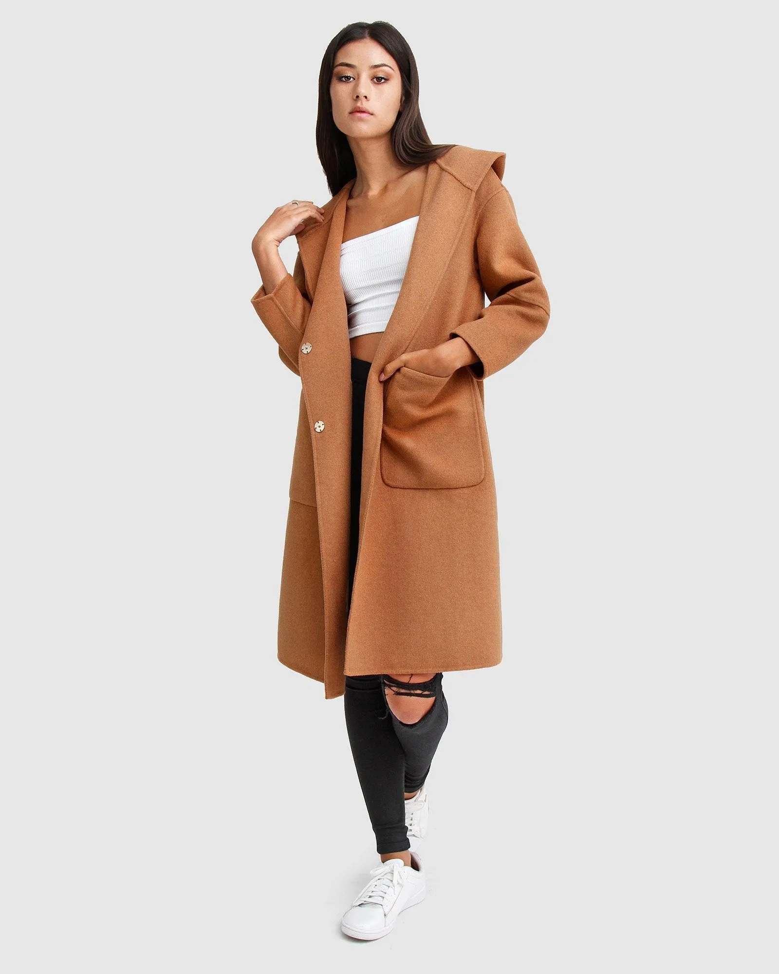 Walk This Way Wool Blend Oversized Coat - Camel