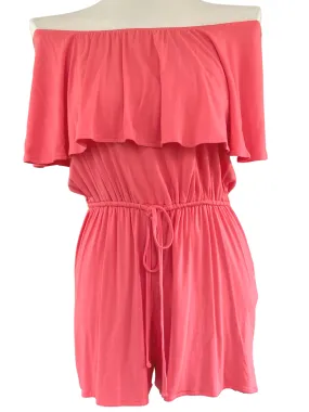 Warm Spring Coral Ruffle Romper