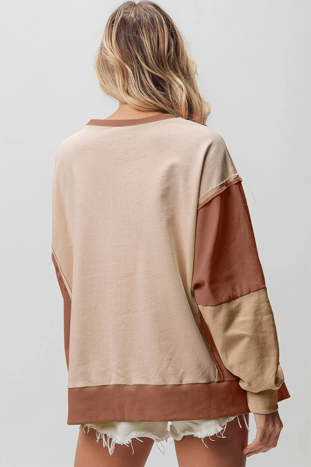 Washed Color Block Sweatshirt