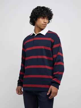 WES Casuals Red Striped Relaxed-Fit Sweater