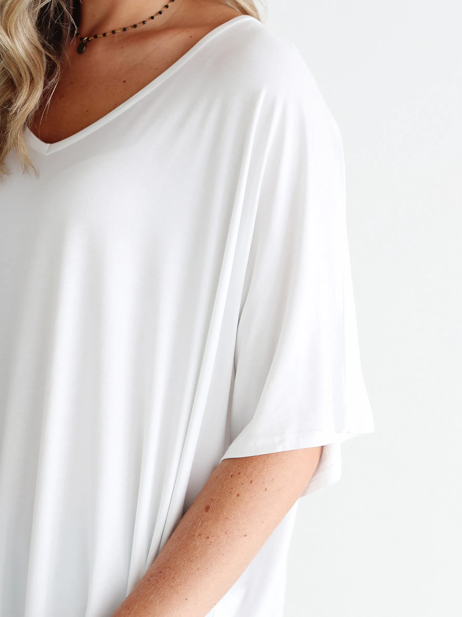 White DLMN Slouchy Oversized Top