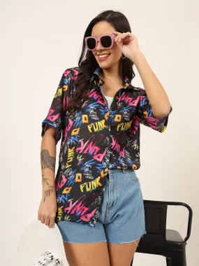 Women Classic Graphic Printed Oversize Shirt