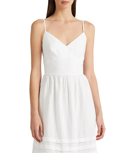 Women's Bow-Back Linen Dress White