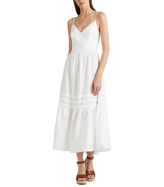 Women's Bow-Back Linen Dress White