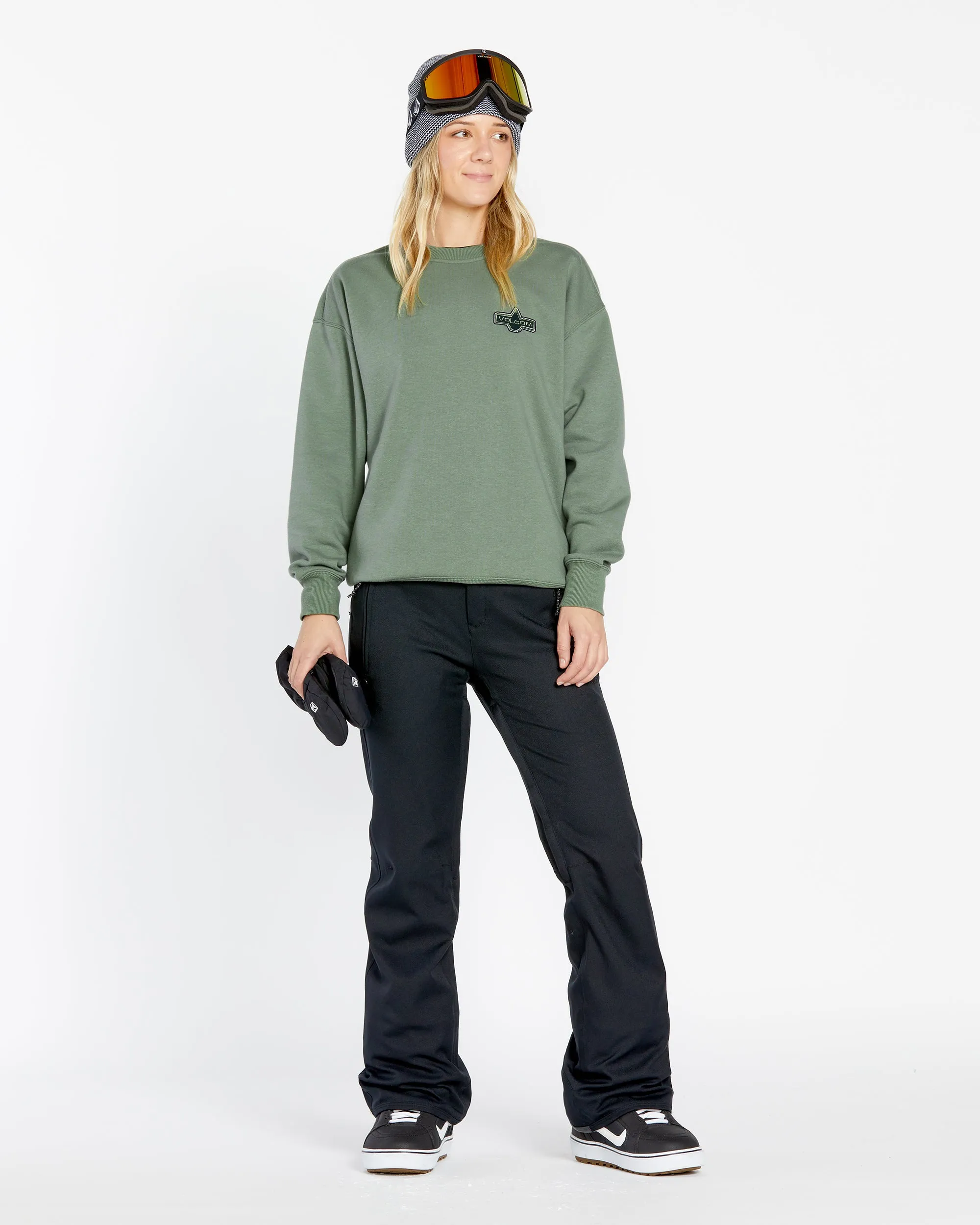 Womens Essential Crew Fleece - Lichen Green