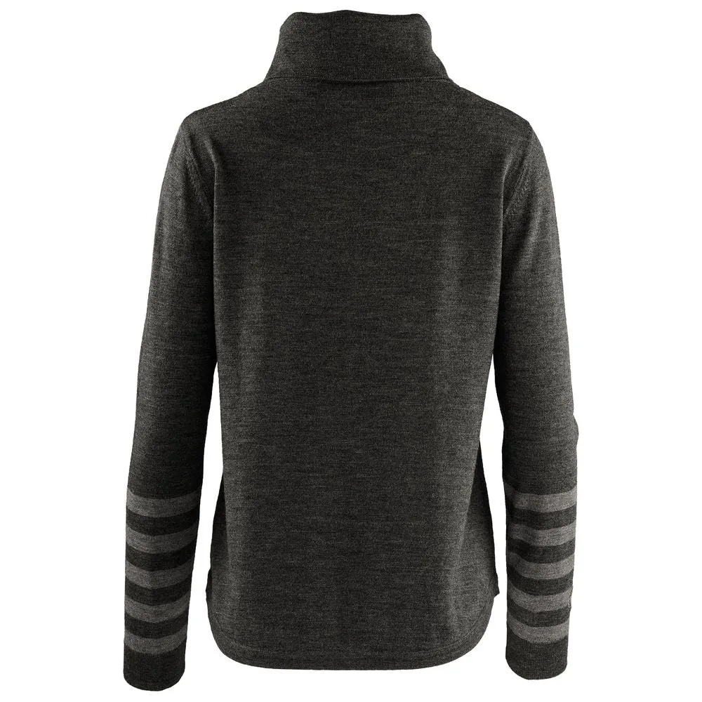 Womens Merino Roll Neck Sweater (Smoke/Charcoal)