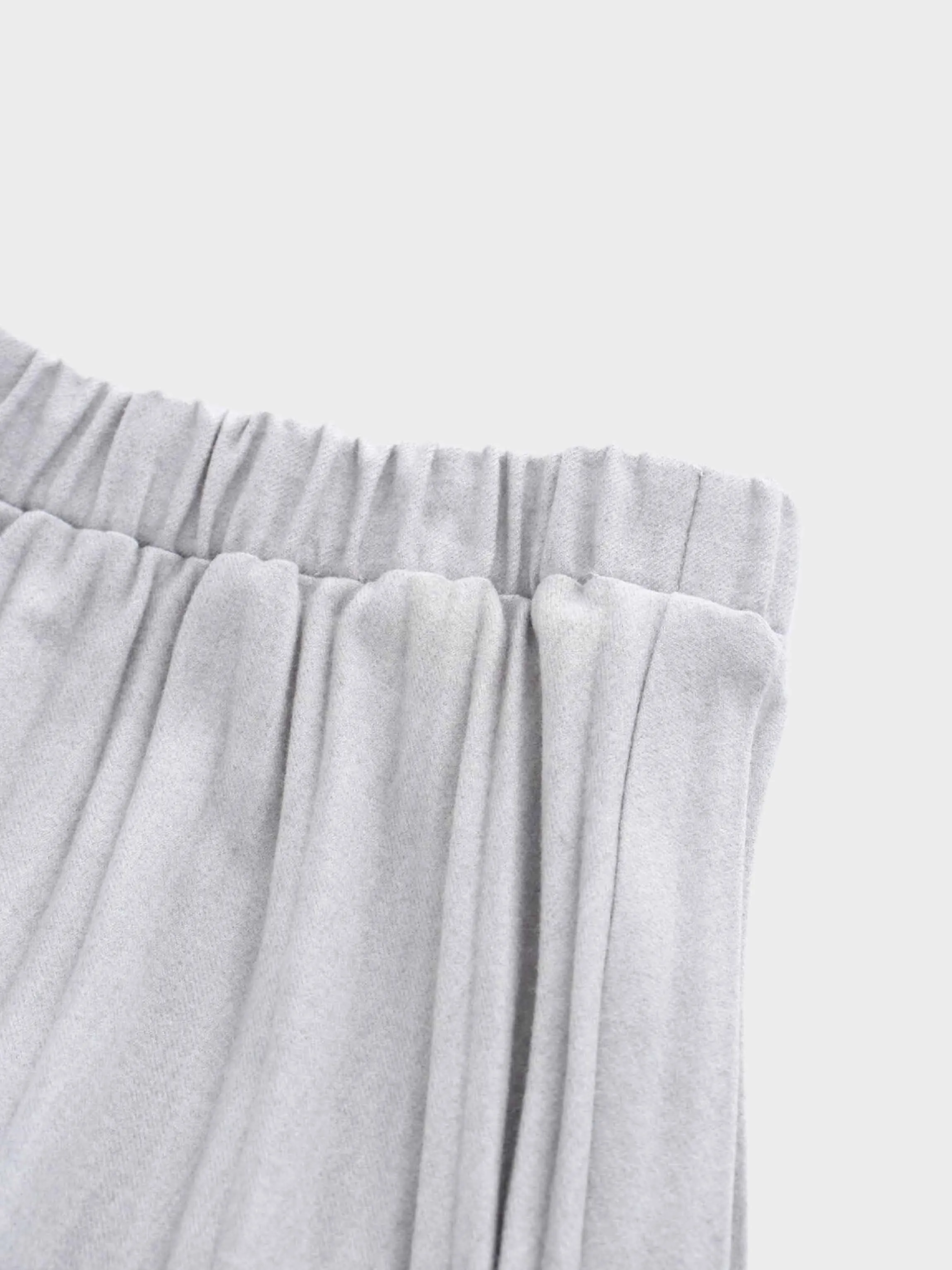 Wool Blend Pleated Skirt-Light Grey