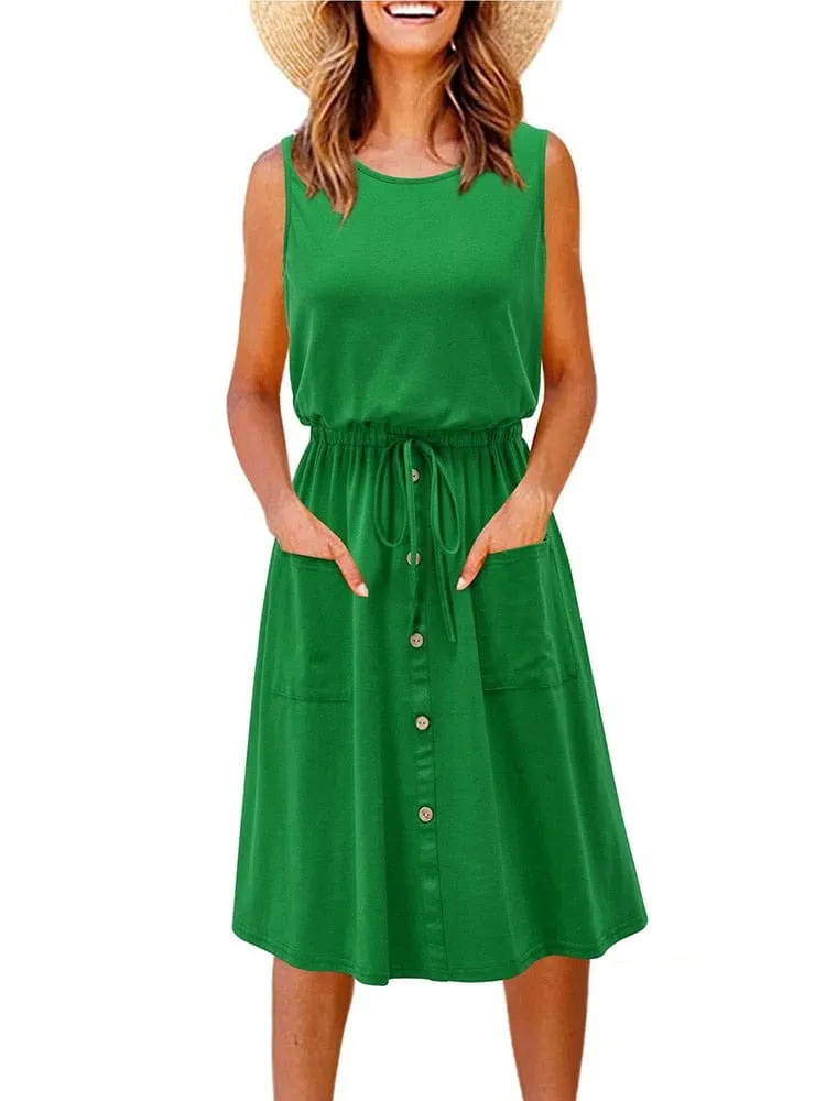 Xinaa Button Down Midi Dress With Pockets