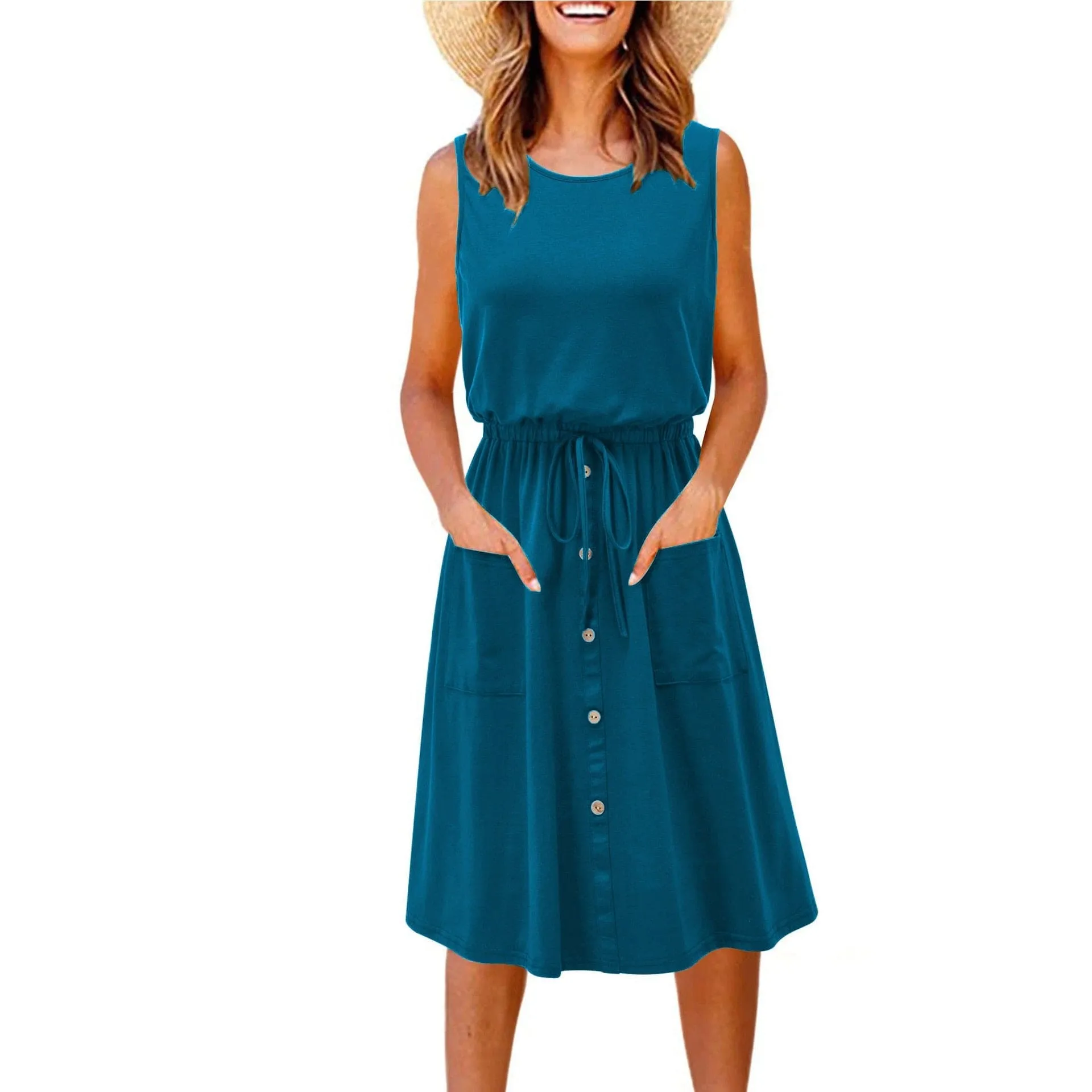 Xinaa Button Down Midi Dress With Pockets