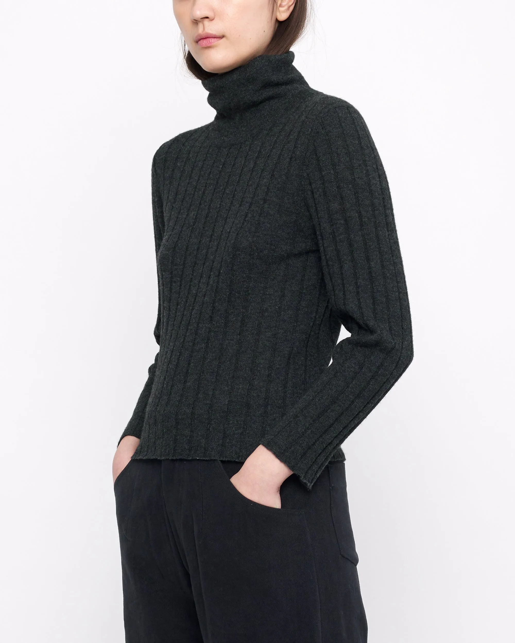 Yak Ribbed Roll Neck - FW24 - Charcoal