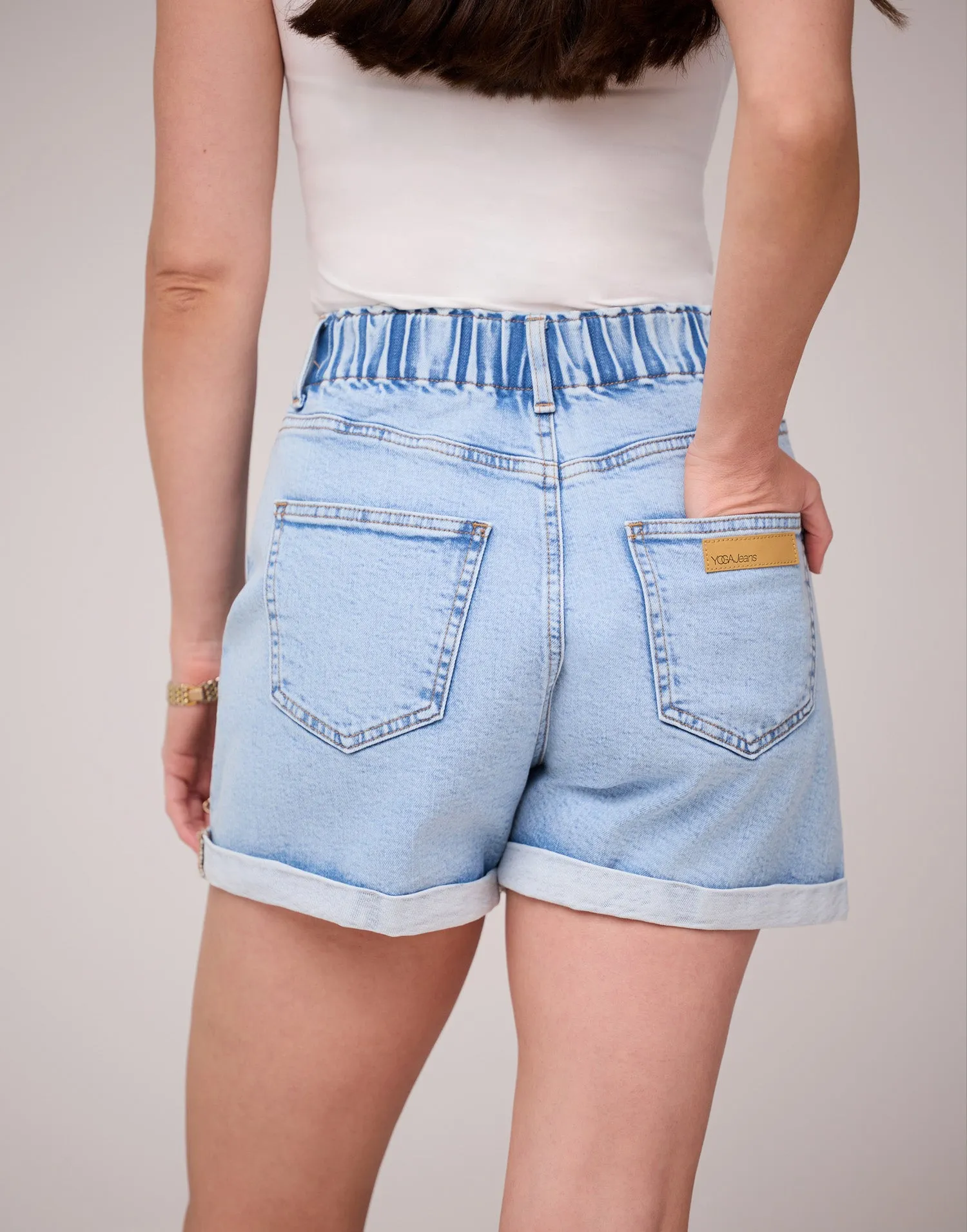 Yoga Jean Shorts - Sunny Sky